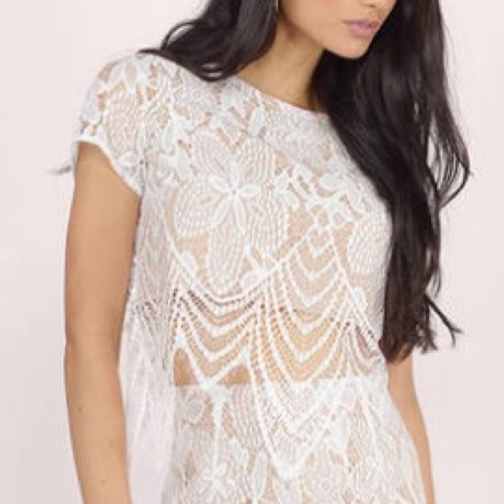 Festival Fantasy White Lace Crop Top